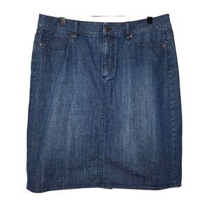 J Jill Stretch Womens Smooth Fit Medium Wash Classic Denim Jean Skirt Size 10
